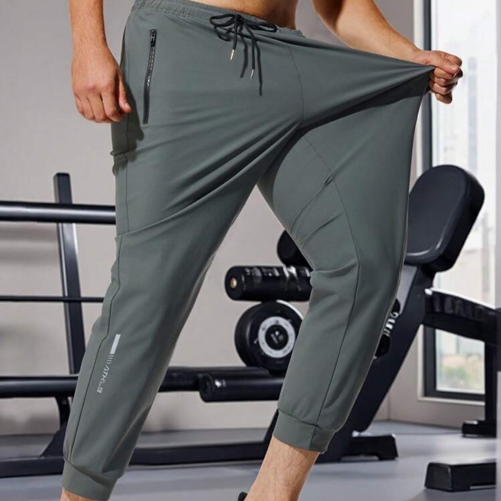 Men's Sports Ice Pants Summer Thin Straight Leg-Binding Casual Pants